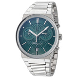 Salvatore Ferragamo Sapphire Chronograph Green Dial Silver Steel Strap Watch for Men - SFME00421