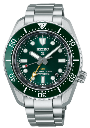 Seiko Prospex GMT Divers Automatic Marine Green Dial Silver Steel Strap Watch For Men - SPB381J1