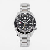 Seiko Prosprex Dark Depths GMT Automatic Black Dial Silver Steel Strap Watch For Men - SPB383J1