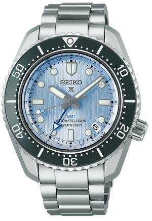 Seiko Prospex Limited Edition Automatic GMT Glacier Blue Dial Silver Steel Strap Watch For Men - SPB385J1