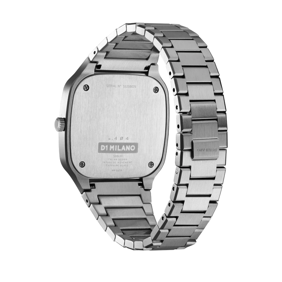 D1 Milano Square Silver Dial Silver Steel Strap Watch for Men - D1-SQBJ10
