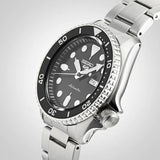 Seiko 5 Sports Automatic Day Date Black Dial Silver Steel Strap Watch for Men - SRPD55K1