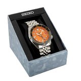 Seiko 5 Sports GMT Automatic Orange Dial Silver Steel Strap Watch For Men - SSK005K1