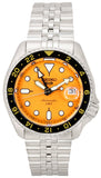 Seiko 5 Sports GMT Automatic Orange Dial Silver Steel Strap Watch For Men - SSK005K1