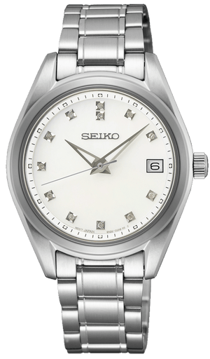 Seiko Diamond Silver Dial Silver Steel Strap Watch for Women - SUR579P1