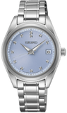 Seiko Diamond Blue Dial Silver Steel Strap Watch for Women - SUR581P1