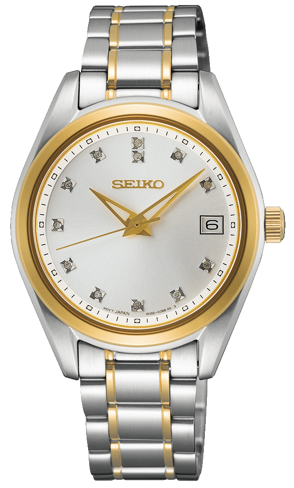 Seiko Diamond Silver Dial Two Tone Steel Strap Watch for Women - SUR582P1