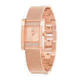 Guess Nouveau Diamonds Rose Gold Dial Rose Gold Mesh Bracelet Watch for Women - W0127L3