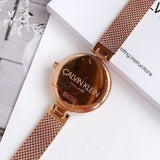 Calvin Klein Authentic Silver Dial Rose Gold Mesh Bracelet Watch for Women - K8G23626