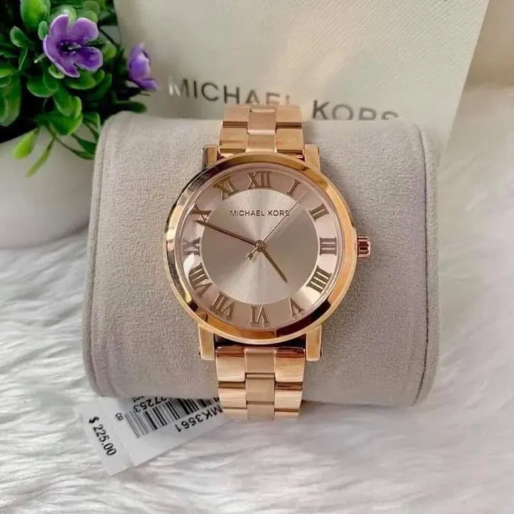 Michael Kors Norie Rose Gold Dial Rose Gold Steel Strap Watch for Women - MK3561