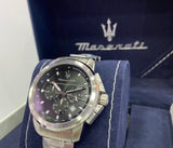 Maserati Successo Chronograph Black Dial Silver Steel Strap Watch For Men - R8873621001