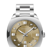 Gucci Vintage Diamonds Brown Dial Silver Steel Strap Watch For Men - YA142409