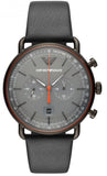 Emporio Armani Aviator Grey Dial Grey Leather Strap Watch For Men - AR11168