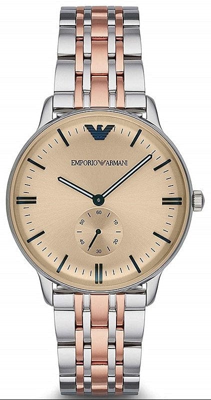 Emporio Armani Classic Beige Dial Two Tone Steel Strap Watch for Men - AR2070