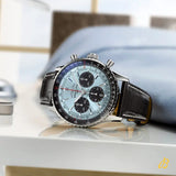 Breitling Navitimer B01 Chronograph 43 Blue Dial Black Leather Strap Watch for Men - AB0138241C1P1