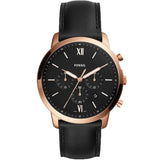 Fossil Neutra Chronograph Black Dial Black Leather Strap Watch for Men - FS5381