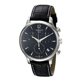 Tissot Tradition Chronograph Black Dial Black Leather Strap Watch For Men - T0636171605700