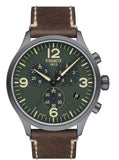 Tissot T Sport Chrono XL Green Dial Brown Leather Strap Watch For Men - T116.617.36.097.00