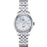 Tissot Le Locle Automatic Diamond Mother of Pearl Dial Silver Steel Strap Watch For Women - T006.207.11.116.00