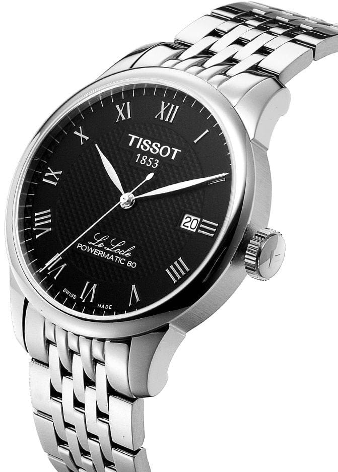 Tissot Le Locle Powermatic 80 Black Dial Silver Steel Strap Watch For Men - T006.407.11.053.00
