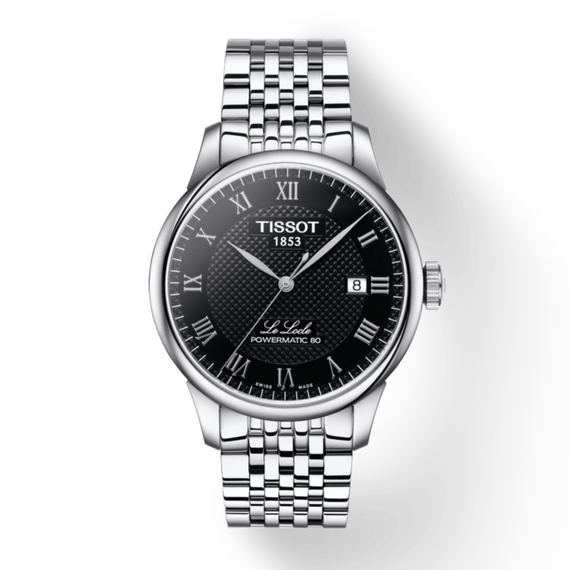 Tissot Le Locle Powermatic 80 Black Dial Silver Steel Strap Watch For Men - T006.407.11.053.00