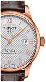 Tissot Le Locle Powermatic 80 Silver Dial Brown Leather Strap Watch For Men - T006.407.36.033.00