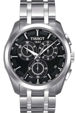 Tissot Couturier Chronograph Black Dial Silver Steel Strap Watch For Men - T035.617.11.051.00