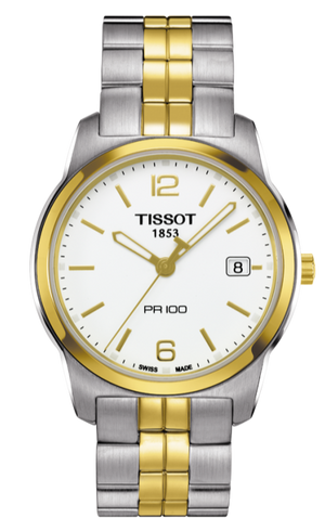 Tissot T Classic PR100 White Dial Two Tone Steel Strap Watch For Women - T049.210.22.032.00