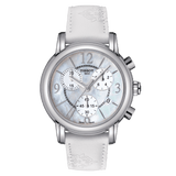 Tissot Dressport Chronograph Mother of Pearl Dial White Leather Strap Watch for Women - T050.217.17.117.00