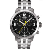 Tissot PRC 200 Chronograph Black Dial Silver Steel Strap Watch For Men - T055.417.11.057.00