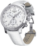 Tissot PRC 200 Chronograph White Dial White Leather Strap Watch For Men - T055.417.16.017.00