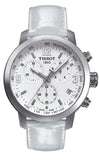 Tissot PRC 200 Chronograph White Dial White Leather Strap Watch For Men - T055.417.16.017.00