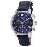 Tissot PRC 200 Chronograph Blue Dial Blue Leather Strap Watch For Men - T055.417.16.047.00