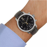 Tissot PRC 200 Chronograph Black Dial Black Leather Strap Watch For Men - T055.417.16.057.00