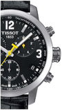 Tissot PRC 200 Chronograph Black Dial Black Leather Strap Watch For Men - T055.417.16.057.00