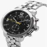 Tissot PRC 200 Chronograph Black Dial Silver Steel Strap Watch For Men - T055.417.11.057.00