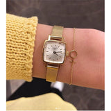 Tissot Lovely Square Silver Dial Gold Mesh Bracelet Watch For Women - T058.109.33.031.00