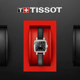 Tissot Lovely Square Quartz Diamonds Black Dial Black Leather Strap Watch For Women - T058.109.16.056.00