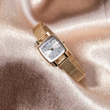 Tissot Lovely Square Silver Dial Gold Mesh Bracelet Watch For Women - T058.109.33.031.00