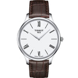 Tissot T Classic Tradition 5.5 Quartz White Dial Brown Leather Strap Watch For Men - T063.409.16.018.00