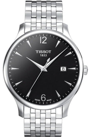 Tissot T Classic Tradition Black Dial Silver Mesh Bracelet Watch For Men - T063.610.11.057.00