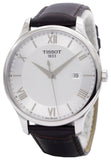 Tissot T Classic Tradition Silver Dial Brown Leather Strap Watch For Men - T063.610.16.038.00