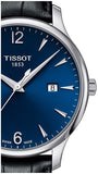 Tissot T Classic Tradition Blue Dial Black Leather Strap Watch For Men - T063.610.16.047.00