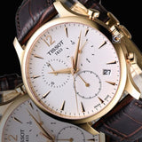 Tissot T Classic Tradition Chronograph White Dial Brown Leather Strap Watch For Men - T063.617.36.037.00