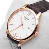 Tissot T Classic Tradition White Dial Brown Leather Strap Watch For Men - T063.610.36.037.00