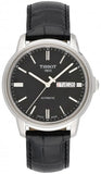 Tissot Automatics III Day Date Black Dial Black Leather Strap Watch For Men - T065.430.16.051.00