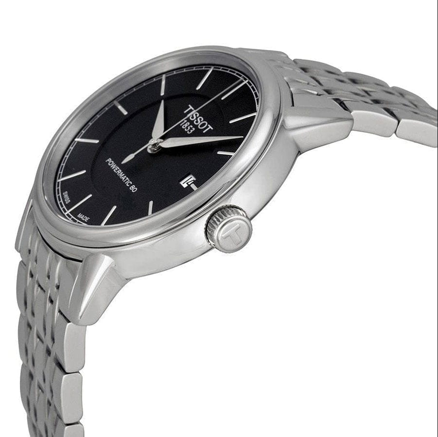 Tissot Classic Carson Powermatic 80 Black Dial Silver Steel Strap Watch For Men - T085.407.11.051.00