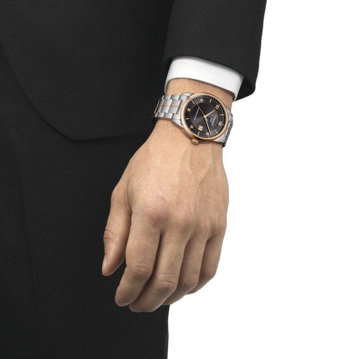 Tissot T Classic Luxury Powermatic 80 Black Dial Silver Steel Strap Watch For Men - T086.407.22.067.00