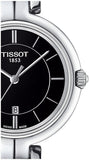 Tissot T Lady Flamingo Black Dial Black Leather Strap Watch For Women - T094.210.16.051.00