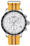 Tissot Quickster Chronograph NBA LA Lakers White Dial Yellow NATO Strap Watch for Men - T095.417.17.037.05